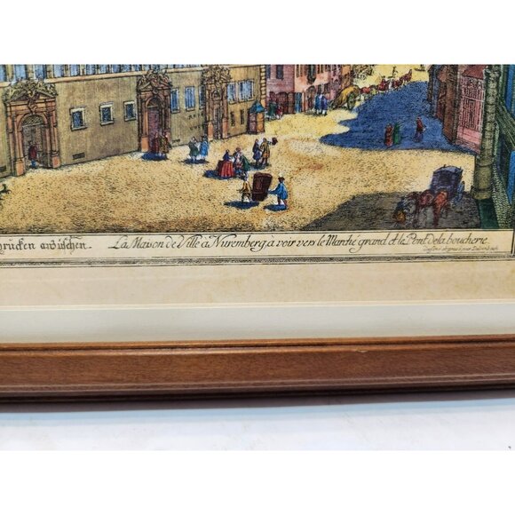 Vintage Framed & Matted La Maison de Ville a Nuremberg Print 15.5" by 12.5" - Picture 4 of 10